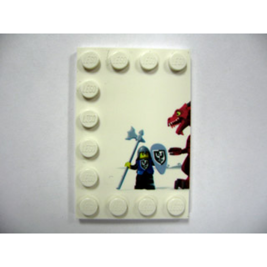 Tile, Modified 4 x 6 with Studs on Edges with Dragon and Knight Left Half Pattern
