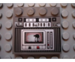 Tile, Modified 4 x 4 with Studs on Edge with SW AT-AT Pattern (Sticker) - Set 10129