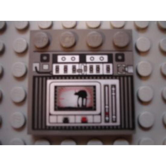 Tile, Modified 4 x 4 with Studs on Edge with SW AT-AT Pattern (Sticker) - Set 10129