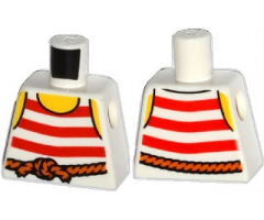 Torso Pirate Stripes Red with Rope Belt Pattern