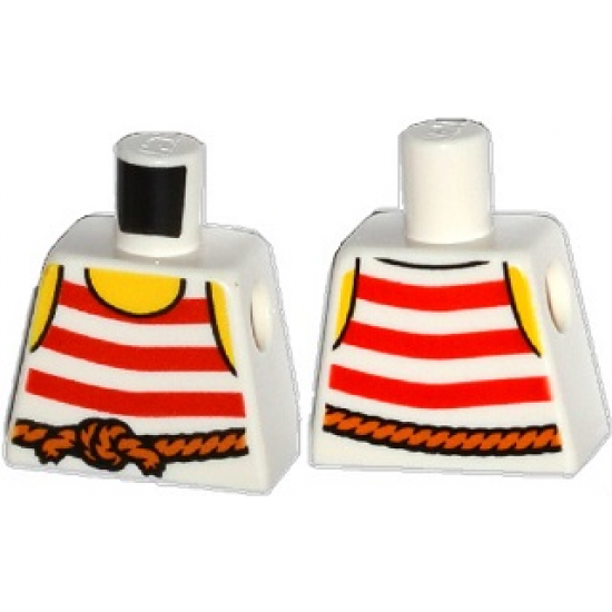 Torso Pirate Stripes Red with Rope Belt Pattern