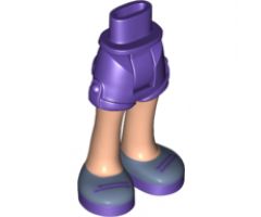 Mini Doll, Legs with Hips and Shorts, Light Nougat Legs and Dark Purple Laces on Sand Blue Shoes Pattern