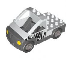 Duplo, Vehicle Truck Pickup Flatbed with Dark Bluish Gray Base with Zebra Stripes Pattern