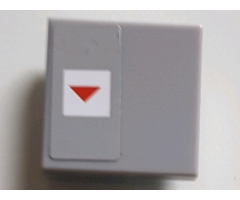 Tile 2 x 2 with Red Arrow Down in White Square on Light Bluish Gray Background Pattern on Left Side (Sticker) - Set 75095