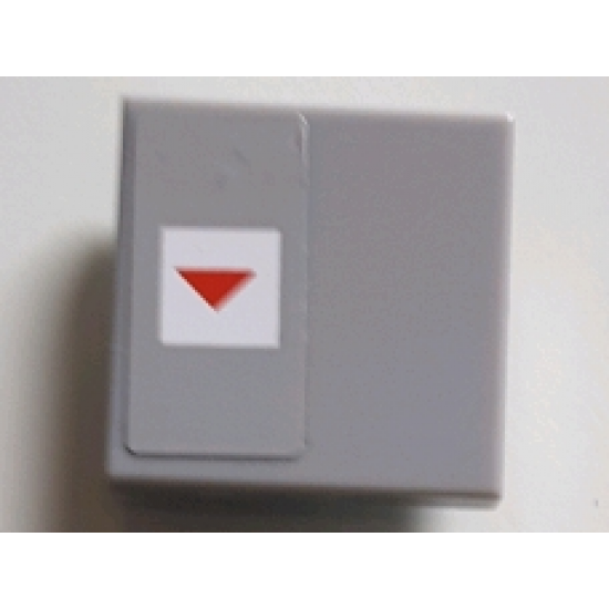 Tile 2 x 2 with Red Arrow Down in White Square on Light Bluish Gray Background Pattern on Left Side (Sticker) - Set 75095