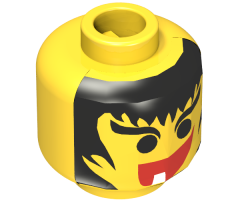 Minifigure, Head Female with Hair Framed Face, Eyebrows and 1 Tooth in Mouth Pattern - Blocked Open Stud