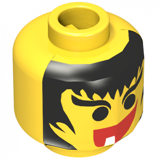 Minifigure, Head Female with Hair Framed Face, Eyebrows and 1 Tooth in Mouth Pattern - Blocked Open Stud