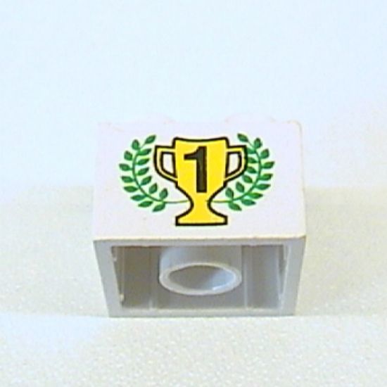 Brick 2 x 2 with Gold 1st Place Cup and Laurels Pattern