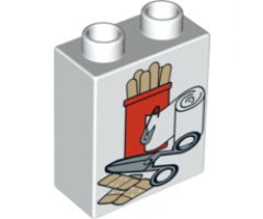 Duplo, Brick 1 x 2 x 2 with Scissors, Bandages and Tongue Depressors Pattern