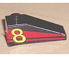Slope 33 3 x 1 with Yellow Number 8 on Red Stripes Pattern Model Right (Sticker) - Set 8818