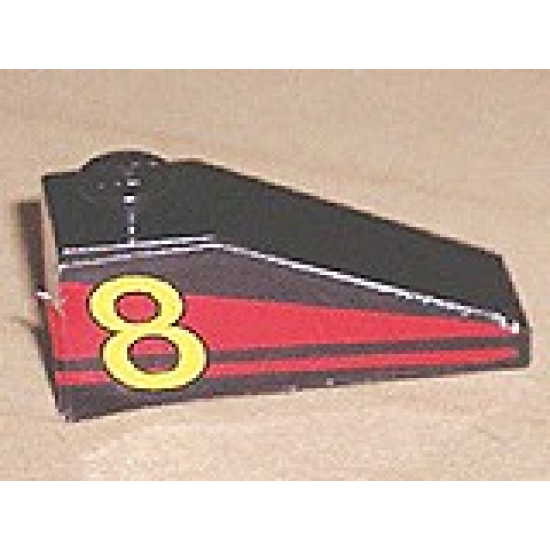 Slope 33 3 x 1 with Yellow Number 8 on Red Stripes Pattern Model Right (Sticker) - Set 8818