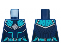 Torso Female Outline, Suit with Silver Star and Medium Azure Panels and Belt Pattern