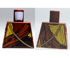 Torso Yellow and Dark Orange Draped Top with Gold Strap over Shoulder Pattern