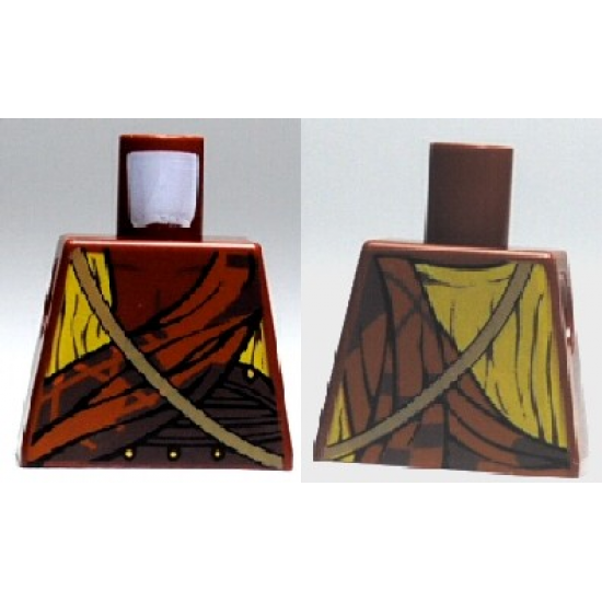 Torso Yellow and Dark Orange Draped Top with Gold Strap over Shoulder Pattern