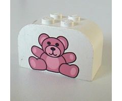 Slope, Curved 4 x 2 x 2 Double with Four Studs with Teddy Bear Pattern