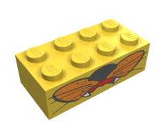 Brick 2 x 4 with Whiskers and Fangs Pattern
