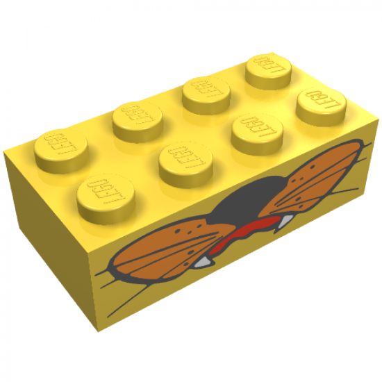 Brick 2 x 4 with Whiskers and Fangs Pattern