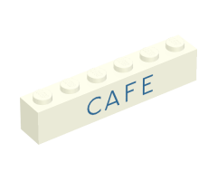 Brick 1 x 6 with Blue 'CAFE' Pattern