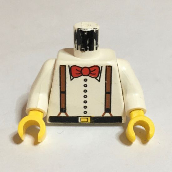 Torso Adventurers Desert Suspenders and Red Bow Tie Pattern / White Arms / Yellow Hands