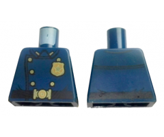 Torso Police Uniform Vintage, Gold Star Badge, Buttons, Buckle and Black Belt Pattern