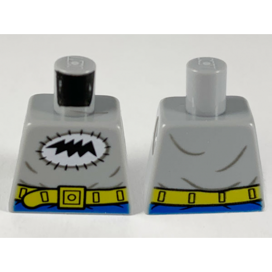 Torso Black Bat Scribble in White Stitched Oval, Yellow Utility Belt Pattern