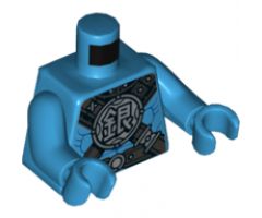 Torso Pearl Dark Gray and Silver Belt and Crossbelt, Chinese Logogram '?' (Silver) Pattern / Dark Azure Arms / Dark Azure Hands