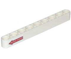 Technic, Liftarm 1 x 9 Thick with Red Arrow Pointing Left and 'MOVING PARTS' Pattern (Sticker) - Set 42025