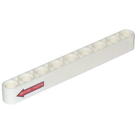 Technic, Liftarm 1 x 9 Thick with Red Arrow Pointing Left and 'MOVING PARTS' Pattern (Sticker) - Set 42025