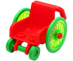 Minifigure, Utensil Wheelchair with Trans-Bright Green Wheelchair Wheels and Bright Green Trolley Wheels