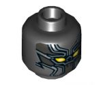 Minifigure, Head Mask Body Armor with Gray and Silver Intersecting Lines and Yellow Eyes Pattern - Hollow Stud