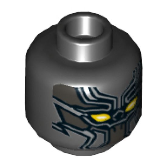 Minifigure, Head Mask Body Armor with Gray and Silver Intersecting Lines and Yellow Eyes Pattern - Hollow Stud
