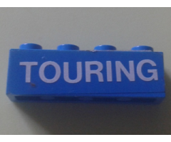 Brick 1 x 4 with White 'TOURING' Pattern (Sticker) - Set 1589-2