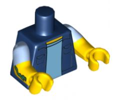 Torso Simpsons Vest over Bright Light Blue Shirt Pattern / Yellow Arms with Bright Light Blue Sleeves and Tattoo on Right Arm Pattern / Yellow Hands