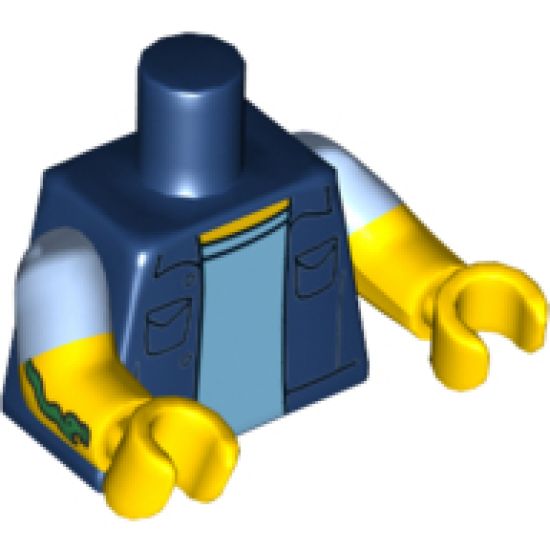 Torso Simpsons Vest over Bright Light Blue Shirt Pattern / Yellow Arms with Bright Light Blue Sleeves and Tattoo on Right Arm Pattern / Yellow Hands