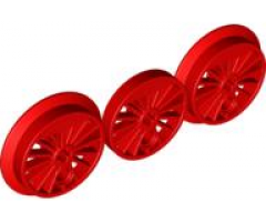 Wheel Train RC, Spoked with Technic Axle Hole and Counterweight, Blind and Flanged Driver, 3 in Bag (Multipack)