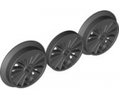 Wheel Train RC, Spoked with Technic Axle Hole and Counterweight, Blind and Flanged Driver, 3 in Bag (Multipack)