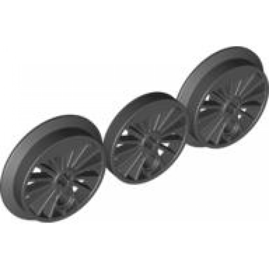 Wheel Train RC, Spoked with Technic Axle Hole and Counterweight, Blind and Flanged Driver, 3 in Bag (Multipack)