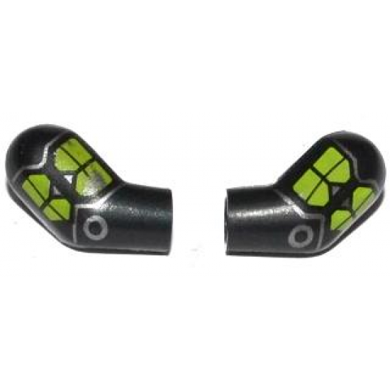 Arm, (Matching Left and Right) Pair with Lime Markings and Silver Circle and Lines Pattern
