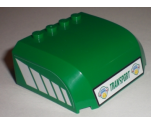 Windscreen 5 x 6 x 2 Curved Top Canopy with 4 Studs with Green 'TRANSPORT' on Front and White Stripes Pattern on Both Sides (Stickers) - Set 7733