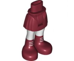 Mini Doll, Legs with Hips and Skirt, White Legs and Dark Red Boots with White Laces Pattern