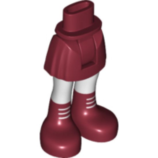Mini Doll, Legs with Hips and Skirt, White Legs and Dark Red Boots with White Laces Pattern