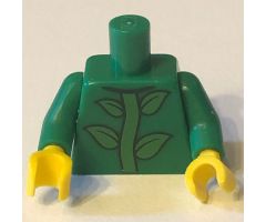 Torso with 4 Leaves on Bright Green Stem Pattern (BAM) / Green Arms / Yellow Hands