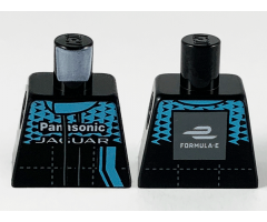 Torso Speed Champions Jumpsuit, Medium Azure Top Panel and Stripe, Black Triangles and White 'Panasonic JAGUAR' Pattern