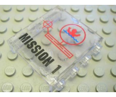 Panel 1 x 4 x 3 - Hollow Studs with 'MISSION 1' Pattern (Sticker) - Set 7047