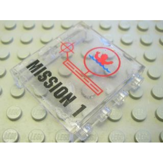 Panel 1 x 4 x 3 - Hollow Studs with 'MISSION 1' Pattern (Sticker) - Set 7047