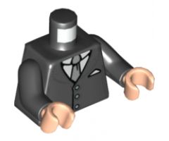 Torso Suit with 3 Buttons and Gray Tie Pattern / Black Arms / Light Nougat Hands