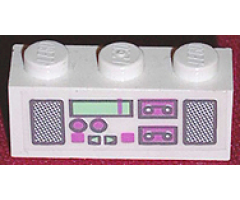 Brick 1 x 3 with Radio and Dual Cassette Pattern Dark Pink/Light Green (Sticker) - Set 5835