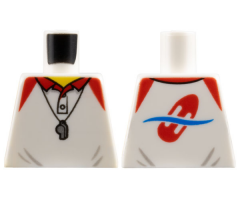 Torso Polo Shirt with Red Collar, Silver Whistle and Red Lifeguard Float on Back Pattern