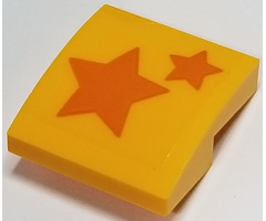 Slope, Curved 2 x 2 with Two Orange Stars on Transparent Background Pattern (Sticker) - Set 40228