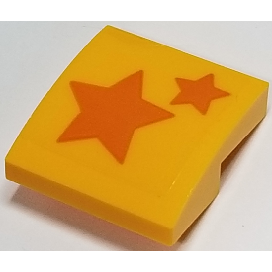 Slope, Curved 2 x 2 with Two Orange Stars on Transparent Background Pattern (Sticker) - Set 40228